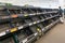 Empty supermarket shelves due to Covid-19, Coronavirus, pandemic induced stockpiling