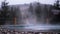 Empty Swimming Pool against the Backdrop of Rain with a View of the Mountains