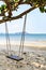 Empty swing on beach during covid-19 lockdown, Thailand