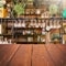 Empty table and blurred kitchen, product display