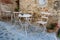 empty table and chair in Italy in Tuscany town, Italy