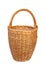 Empty Tall Vintage Wicker Basket Isolated