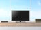 Empty television screen with sea view 3d render