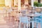 Empty terrace with a table and chairs outdoor