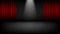 Empty theater or cinema stage with red curtains, vector