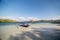 Empty traditional boat anchored on the beach