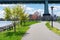 Empty Trail on the Riverfront of Randalls and Wards Islands during Spring along the East River in New York City