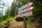 Empty trail sign forest wood mountain bike