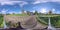 Empty Tram Stop City Suburbia Sunny Day, 360 Photo Pano