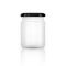 Empty transparent glass jar with cap. Round Shape Glass Canister on white background. Vector illustration.