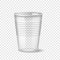 Empty transparent realistic cup glass. Mockup plastic disposable 3D packaging for takeaway