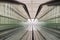 Empty travelator with glass handrails. Without people. Mechanized pedestrian crossing