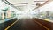 Empty travelator with morning light reflection in the air port terminal