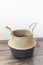 Empty trendy design handwoven seagrass belly basket with handles for storage laundry and toys