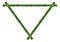 Empty triangular frame. Bamboo stick sign. Green natural border