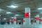 Empty underground car parking lot. Underground car parking garage at shopping mall or international airport. Indoor parking area.