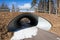 Empty underpass corridor in springtime