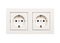 Empty, unplugged european wall outlet close up isolated