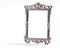 Empty vintage decorative silver frame, on white