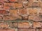 Empty Vintage Red Brick Wall Texture. Building Facade With Scratch Damage