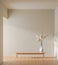 Empty wall mock up in moden style interior. Minimalist interior design. 3D illustration