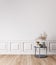 Empty wall mockup in white modern, simple and elegant room interior