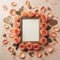 empty wedding picture frame mockup with peach rose petals decoration ai generated