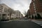 Empty well-groomed pedestrian crossing over the central road in Washington DC