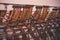 Empty and Wet Wooden Cruise Ship Deckchairs