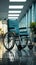 Empty wheelchair positioned within ward, signifying a patients temporary absence