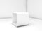 Empty white exhibition stand box in blank room