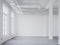 Empty white loft room with the ducts of the air conditioning system 3d render