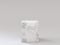 Empty white marble podium on white background. 3D rendering.