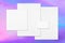 Empty white office stationery mockups on holographic background