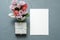 Empty white paper gift box flower greeting mockup