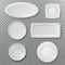 Empty white plate. Food plates top view topping dish bowl from above kitchen ceramic elements cooking porcelain isolated