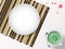 Empty white plate set with chopsticks on a bamboo cover. Vector