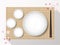 Empty white plate set with chopsticks on a bamboo cover. Vector