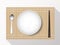 Empty white plate set with chopsticks on a bamboo cover. Vector
