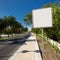 Empty white road sign