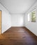 Empty white room with dark parquet, quality