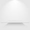 Empty white shelf hanging on a wall. Mockup for you design.