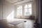 Empty white space, loft studio, yoga mat on the floor AI generated
