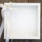 Empty White Square Picture Frame with Bow