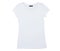 Empty white T-shirt isolated on white background. Blank White female tshirt isolated on white. Tshirt template ready for your own