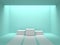 Empty white winners podium in green color room with light from ceiling. 3D rendering.