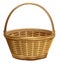 Empty wicker basket with handle arc