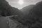 Empty winding mountain road in Provence. France