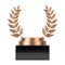 Empty Winner Award Cube Bronze Laurel Wreath Podium, Stage or Pedestal with Free Space for Your Design. 3d Rendering