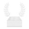 Empty Winner Award Cube White Laurel Wreath Podium, Stage or Pedestal with Free Space for Your Design In Clay Style. 3d Rendering